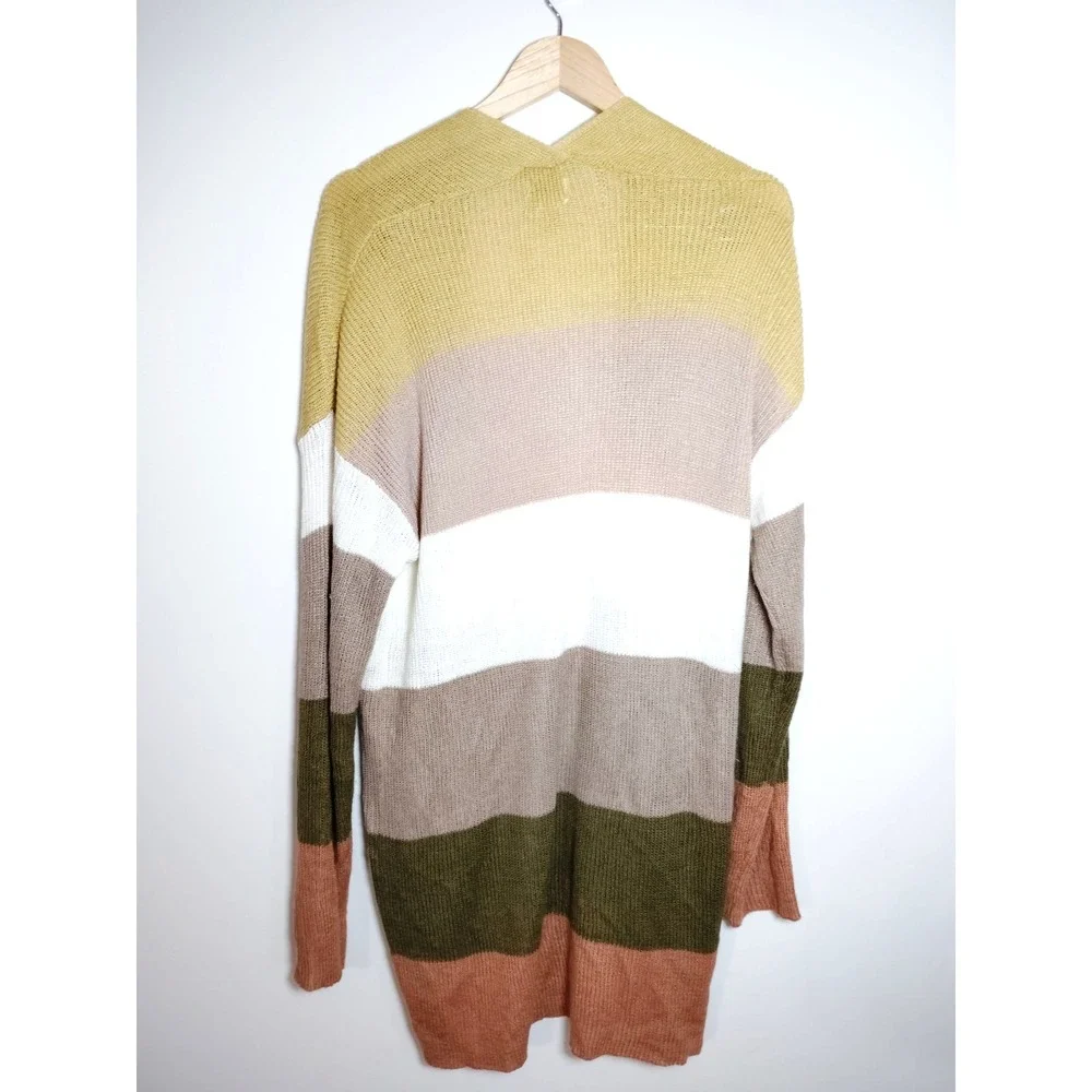 Women XL Color Block Open Front Lagun Duster Western Artsy Academia Y2K Cardigan - Picture 5 of 12